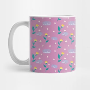 Spring Longing Collection - Flowers and Puddles in pink pattern Mug